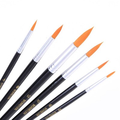 6pcs Round Shape Paint Brushes Set Round Artist Paint Brush Wooden Art Set